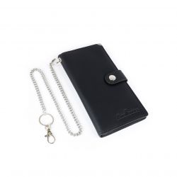 Black long wallet with chain