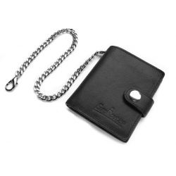 Black short wallet with chain
