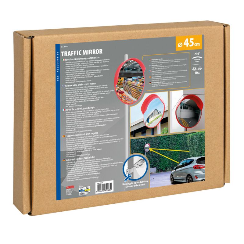 Espejo De Seguridad Convexo Para Tráfico - Gran Angular 30cm O 45cm, Ajustable, Para Garaje, Entrada O Almacén (montaje En Pared)