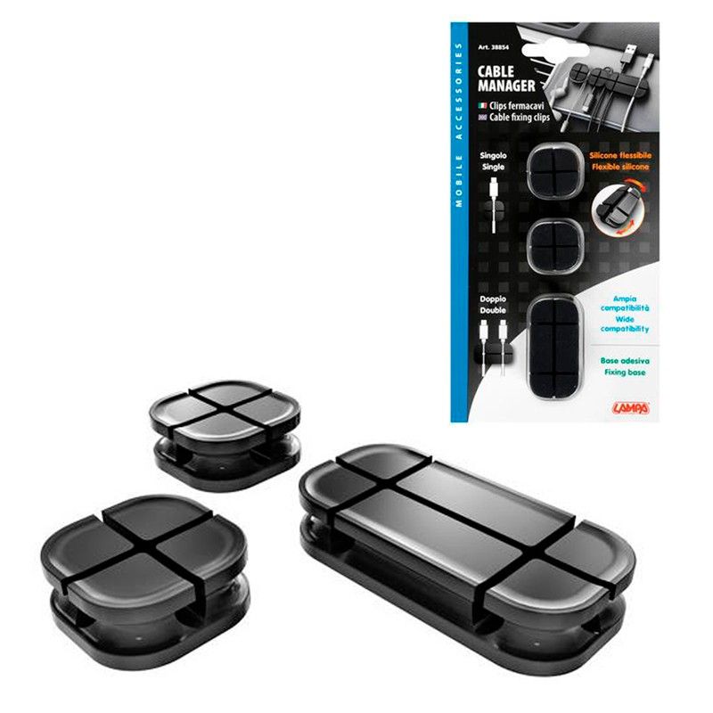 ORGANIZADOR DE CABLES 3 TAMAÑOS BASE ADHESIVA